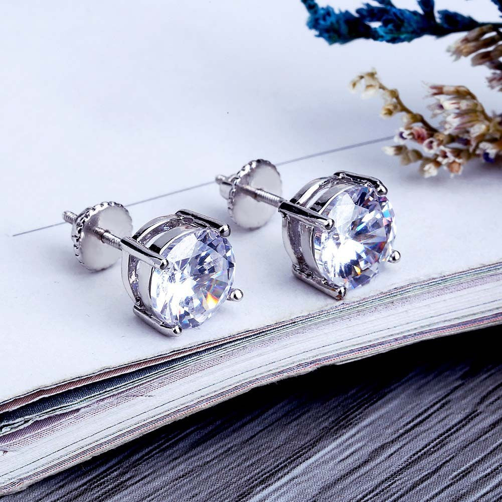 Gold-plated Micro-inlaid Round Zircon Ear Studs Earrings